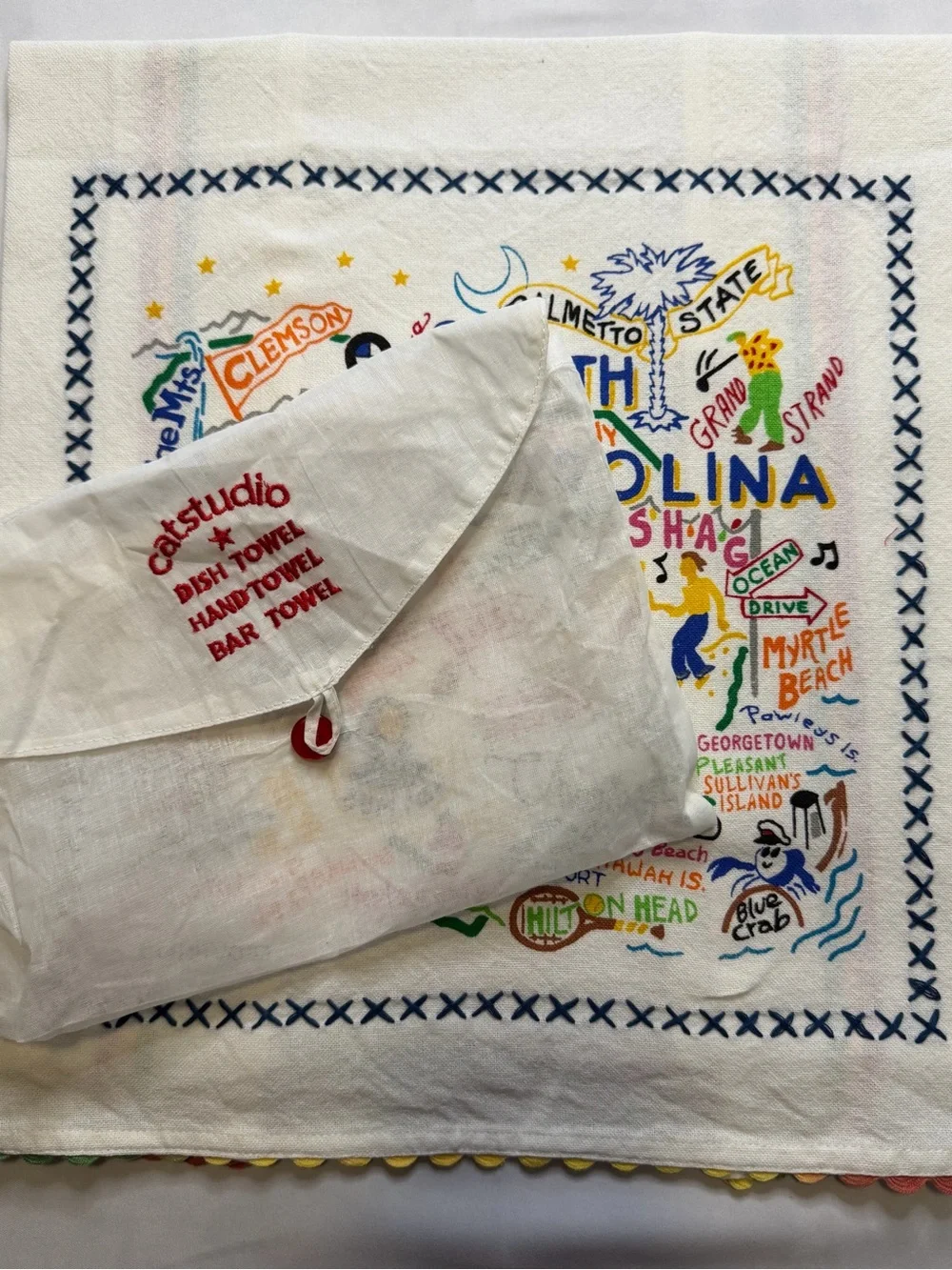 South Carolina catstudio Map Decorative Tea Towel - Multicolor
